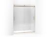 KOHLER K-706012-L Levity Sliding shower door, 74" H x 56-5/8 - 59-5/8" W, with 3/8" thick Crystal Clear glass