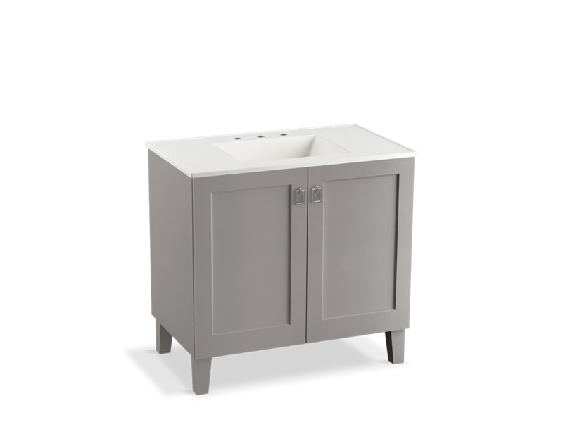 KOHLER K-99531-LG-1WT Poplin 36" bathroom vanity cabinet with legs and 2 doors