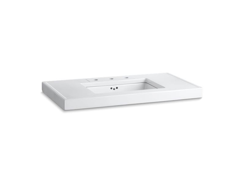 KOHLER 3029-0 Kathryn 42" X 22" Fireclay Console Tabletop Drilled With 10" Centers And Cut For K-2297-G Undermount Bathroom Sink in White