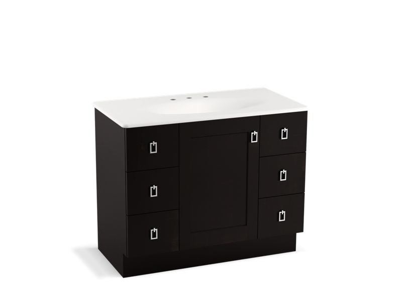 KOHLER K-99562-TK-1WU Poplin 42" bathroom vanity cabinet with toe kick, 1 door and 6 drawers