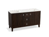 KOHLER K-99537-LGSD-1WB Poplin 60" bathroom vanity cabinet with legs, 2 doors and 3 drawers, split top drawer