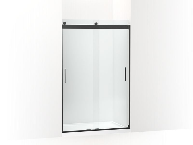 KOHLER K-706010-L Levity Sliding shower door, 74" H x 44-5/8 - 47-5/8" W, with 3/8" thick Crystal Clear glass and blade handles