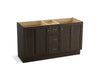 KOHLER K-99524-TKSD-1WC Damask 60" bathroom vanity cabinet with toe kick, 2 doors and 3 drawers, split top drawer