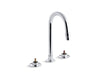 KOHLER 7303-KN-CP Triton Widespread Commercial Bathroom Sink Base Faucet With Rigid Connections And Gooseneck Spout, Requires Handles, Drain Not Included in Polished Chrome