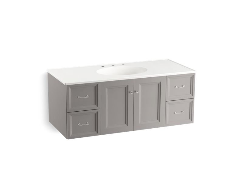 KOHLER K-99522-1WT Damask 48" wall-hung bathroom vanity cabinet with 2 doors and 4 drawers