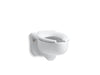 KOHLER K-4450-C Stratton Water-Guard Wall-mount 3.5 gpf flushometer valve elongated blow-out toilet bowl with top inlet, requires seat