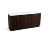 KOHLER K-99525-TKSD-1WB Damask 72" bathroom vanity cabinet with toe kick, 4 doors and 3 drawers, split top drawer