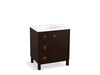 KOHLER K-99504-LGL-1WB Jacquard 30" bathroom vanity cabinet with furniture legs, 1 door and 3 drawers on left