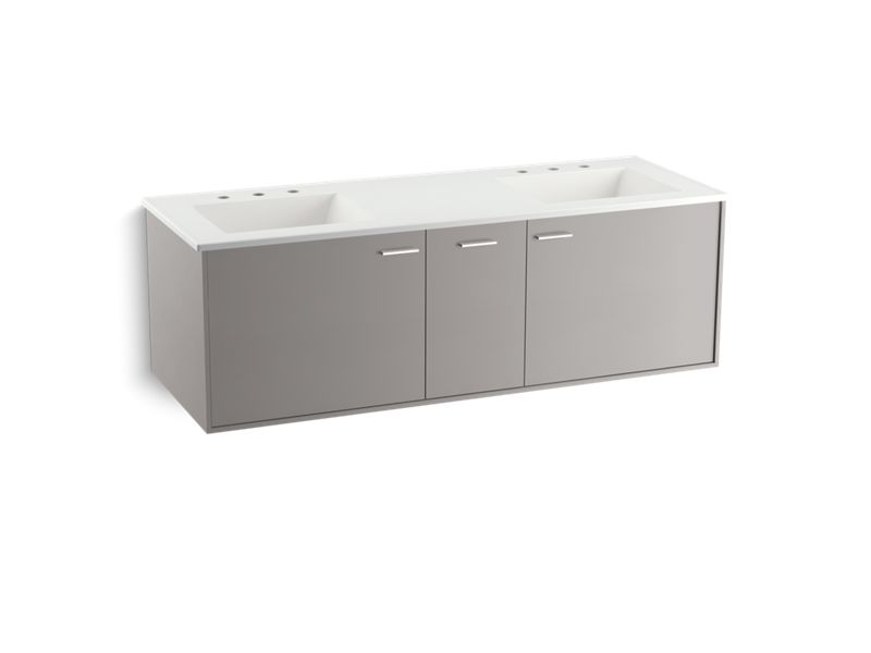 KOHLER K-99548-SD-1WT Jute 60" wall-hung bathroom vanity cabinet with 2 doors and 1 split drawer