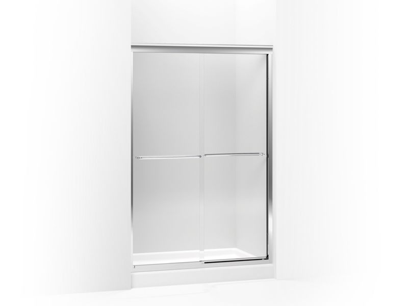 KOHLER 702208-L-SHP Fluence Sliding Shower Door, 70-5/16" H X 44-5/8 - 47-5/8" W, With 1/4" Thick Crystal Clear Glass in Bright Polished Silver
