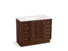 KOHLER K-99563-TK-1WE Damask 42" bathroom vanity cabinet with toe kick, 1 door and 6 drawers