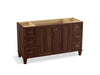 KOHLER K-99523-LGSD-1WE Damask 60" bathroom vanity cabinet with furniture legs, 2 doors and 6 drawers, split top drawers