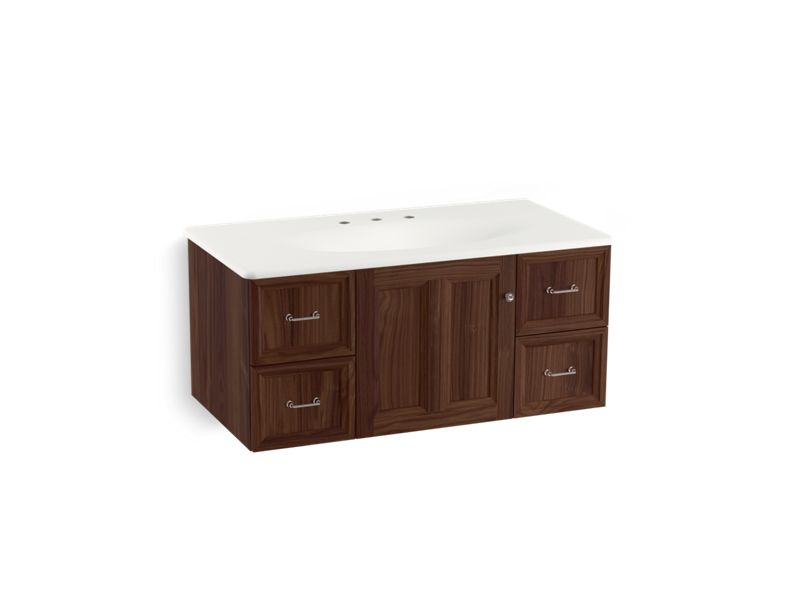 KOHLER K-99563-1WE Damask 42" wall-hung bathroom vanity cabinet with 1 door and 4 drawers