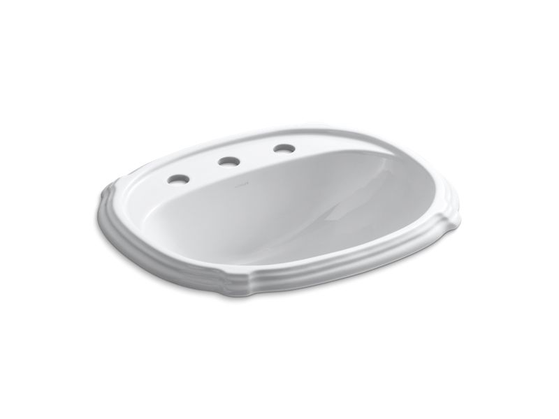 KOHLER K-2189-8-0 Portrait Drop-in bathroom sink with 8" widespread faucet holes