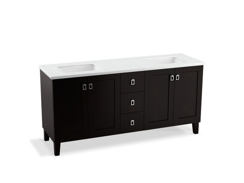 KOHLER K-99538-LG-1WU Poplin 72" bathroom vanity cabinet with legs, 4 doors and 3 drawers