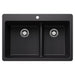 BLANCO Liven SILGRANIT 33" 60/40 Double Bowl Dual Mount Kitchen Sink with Low Divide - Coal Black