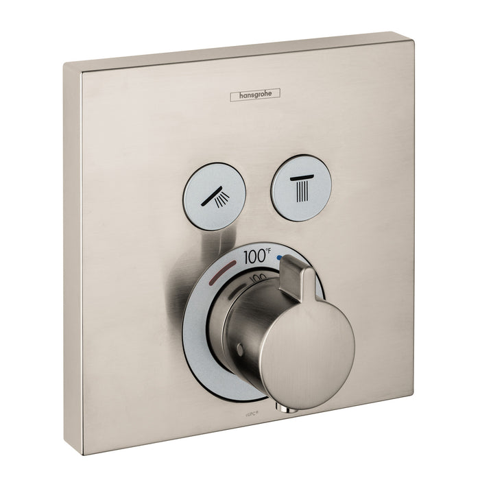 hansgrohe ShowerSelect Thermostatic Trim for 2 Functions, Square