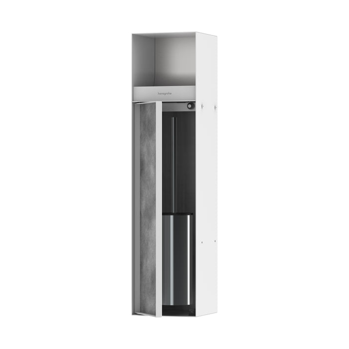 hansgrohe XtraStoris Rock Recessed Toilet Brush Holder with Toilet Paper Holder & Tileable Door