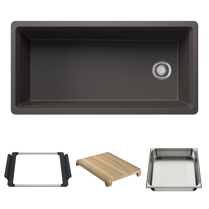 BLANCO Inteos SILGRANIT 39" Single Bowl Reversible Undermount Workstation Kitchen Sink - Cinder