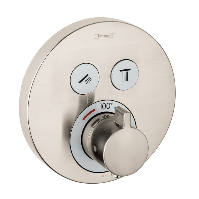 hansgrohe ShowerSelect S Thermostatic Trim for 2 Functions, Round