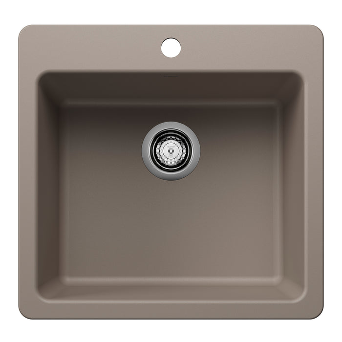 BLANCO Liven SILGRANIT 21" Single Bowl Dual Mount Kitchen Sink - Truffle
