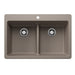BLANCO Liven SILGRANIT 33" 50/50 Double Bowl Dual Mount Kitchen Sink with Low Divide - Truffle