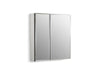 KOHLER K-CB-CLC2526FS 25" W x 26" H aluminum two-door medicine cabinet with mirrored doors, beveled edges