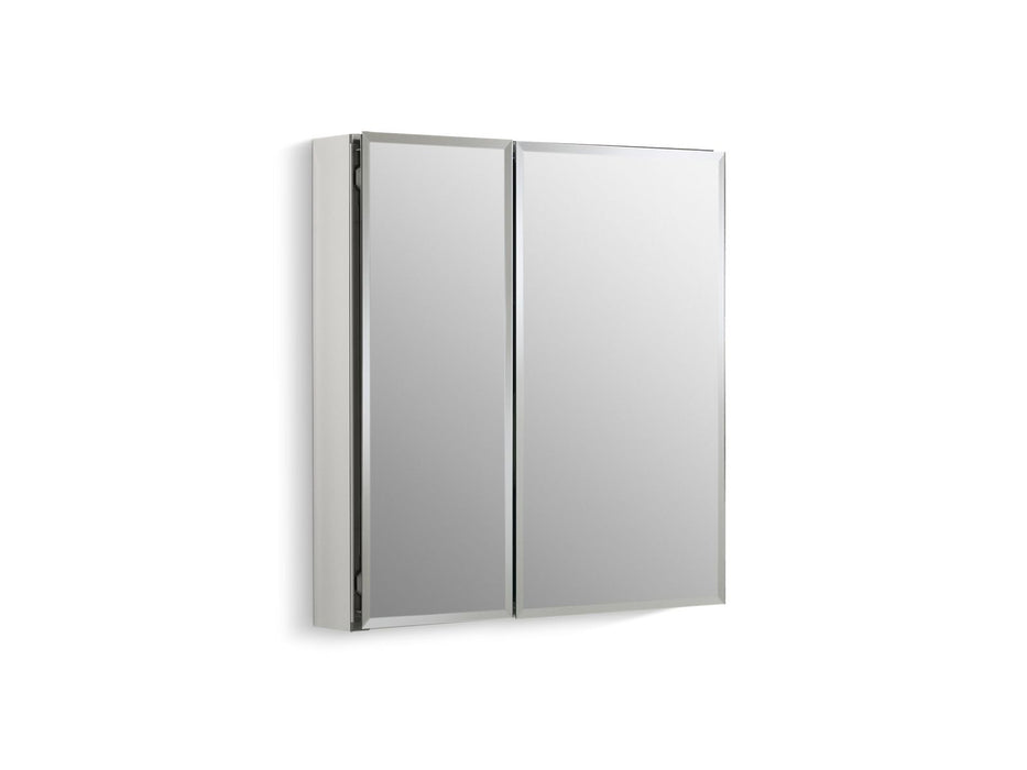 KOHLER K-CB-CLC2526FS 25" W x 26" H aluminum two-door medicine cabinet with mirrored doors, beveled edges