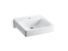 KOHLER K-2084-N Soho 20" x 18" wall-mount/concealed arm carrier bathroom sink with single faucet hole
