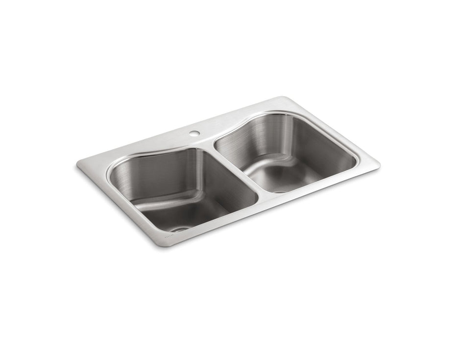 KOHLER K-3369-1 Staccato 33" top-mount double-bowl kitchen sink