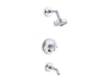KOHLER Purist Rite-Temp bath and shower trim kit with push-button diverter and cross handle, 2.5 gpm