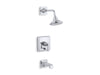 KOHLER Pinstripe Pure Rite-Temp bath and shower trim kit with push-button diverter and lever handle, 2.5 gpm