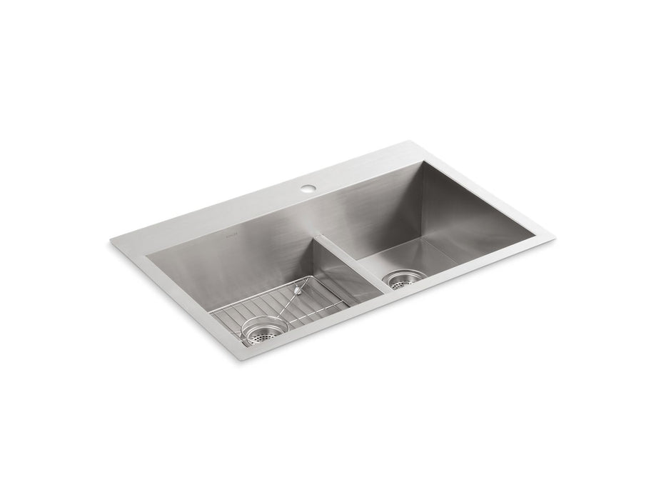 KOHLER Vault Smart Divide 33" top-/undermount double-bowl kitchen sink
