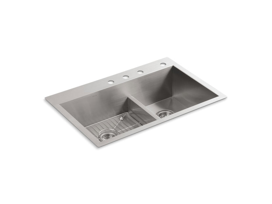 KOHLER K-3839-4 Vault Smart Divide 33" top-/undermount double-bowl kitchen sink