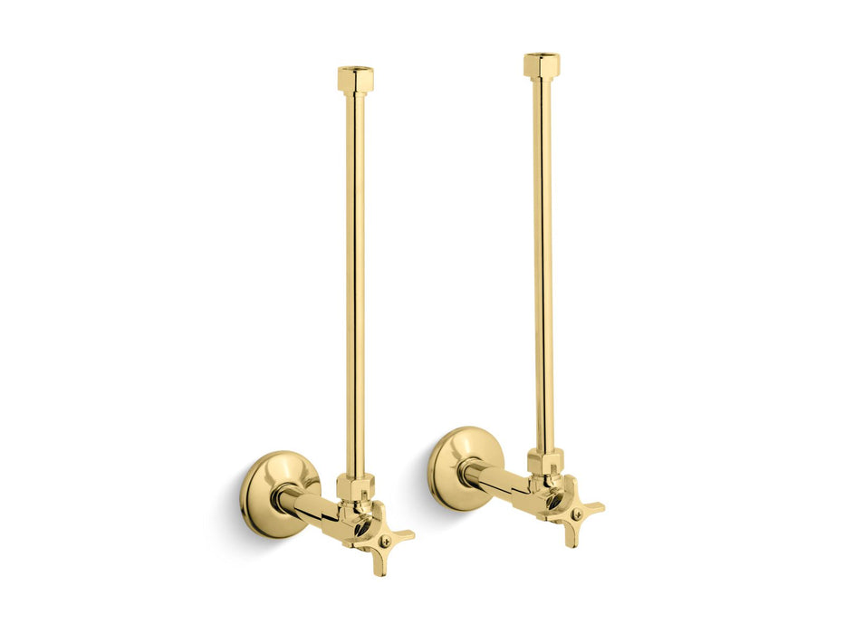 KOHLER Pair 1/2" NPT angle supplies with stop, cross handle and annealed vertical tube