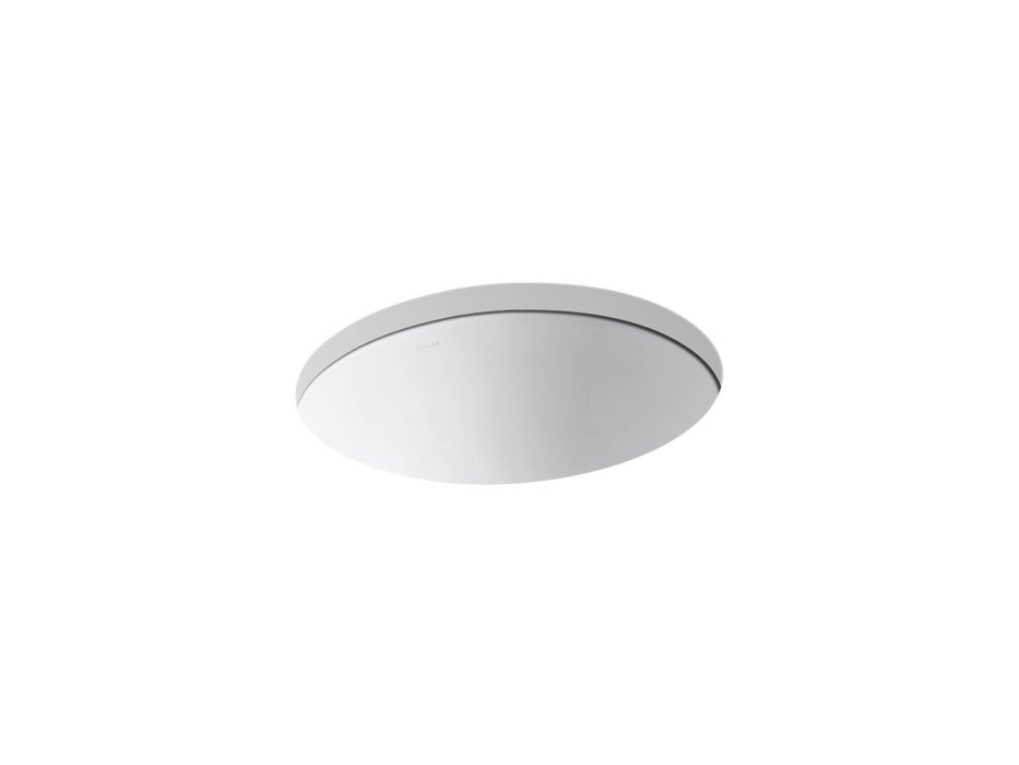 KOHLER K-2205-G Caxton 19-1/4" oval undermount bathroom sink with glazed underside, no overflow