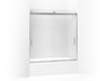 KOHLER K-706000-D3 Levity Sliding bath door, 62" H x 56-5/8 - 59-5/8" W, with 1/4" thick Frosted glass