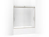 KOHLER K-706002-D3 Levity Sliding bath door, 59-3/4" H x 56-5/8 - 59-5/8" W, with 1/4" thick Frosted glass