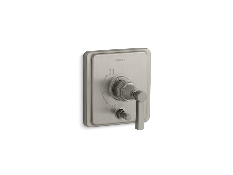 KOHLER K-T98757-4A Pinstripe Rite-Temp valve trim with push-button diverter and lever handle