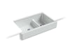 KOHLER K-6426 Whitehaven Smart Divide 35-1/2" undermount double-bowl farmhouse kitchen sink with short apron