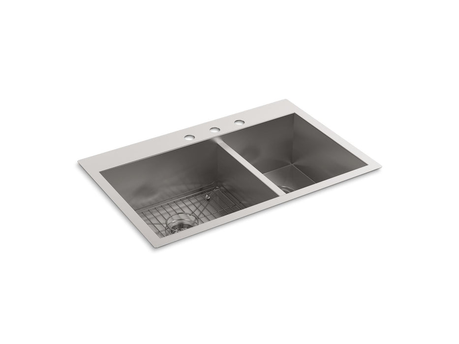 KOHLER Vault 33" top-/undermount double-bowl kitchen sink