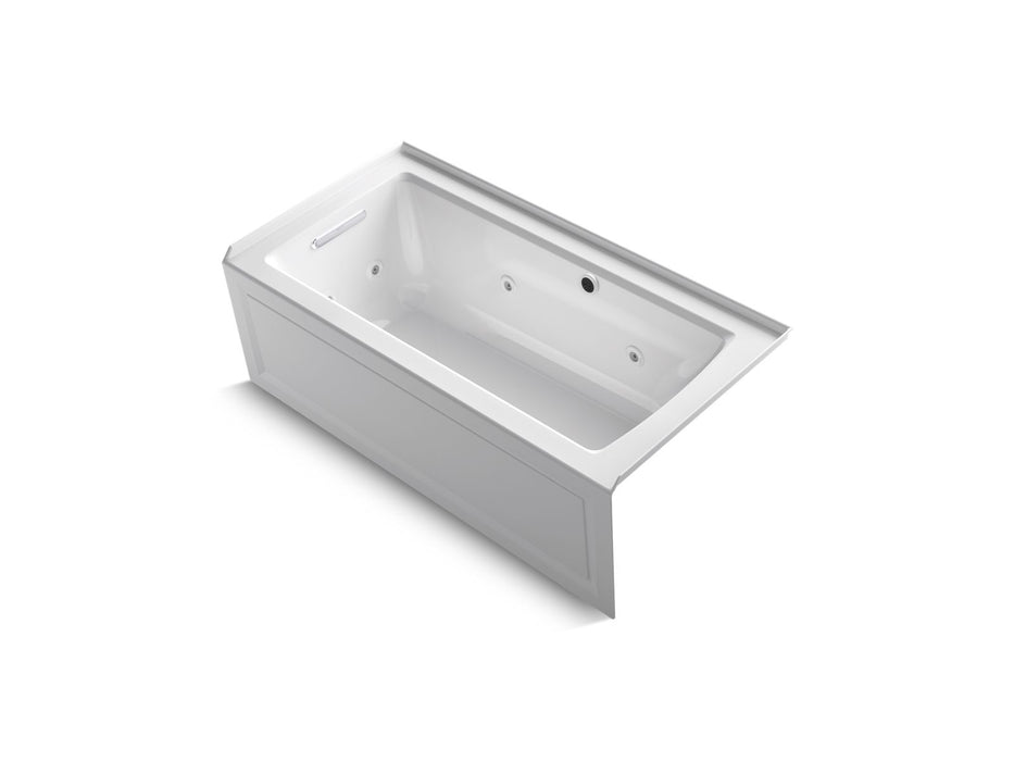 KOHLER Archer 60" x 30" alcove whirlpool bath with Bask heated surface, left drain