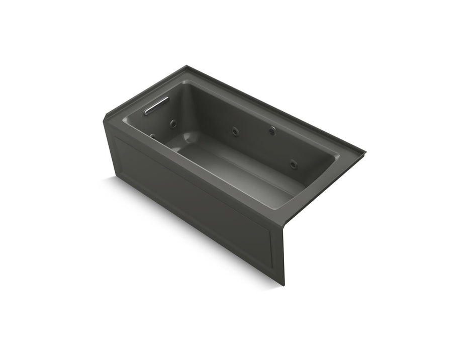 KOHLER Archer 60" x 30" alcove whirlpool bath with Bask heated surface, left drain
