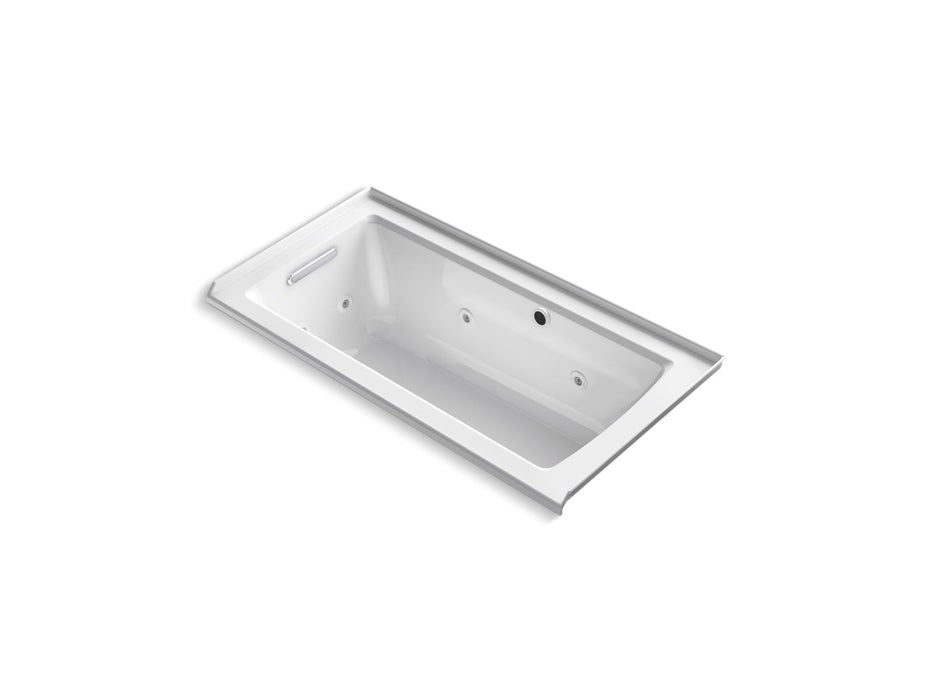 KOHLER K-1947-LW Archer 60" x 30" alcove whirlpool bath with Bask heated surface, left drain