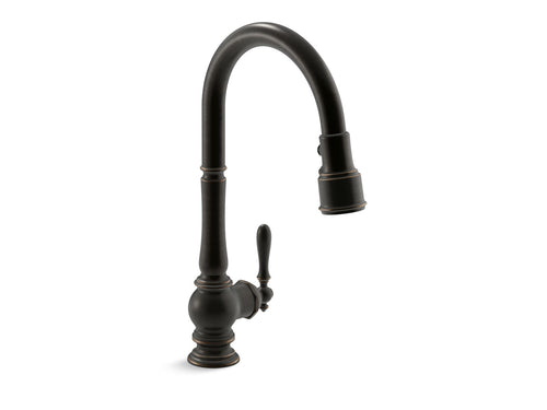 KOHLER K-99259 Artifacts Pull-down kitchen sink faucet with three-function sprayhead