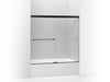 KOHLER Revel Sliding bath door, 55-1/2" H x 56-5/8 - 59-5/8" W, with 1/4" thick Crystal Clear glass