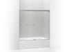 KOHLER Revel Sliding bath door, 55-1/2" H x 56-5/8 - 59-5/8" W, with 1/4" thick Crystal Clear glass