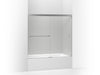 KOHLER Revel Sliding bath door, 55-1/2" H x 56-5/8 - 59-5/8" W, with 1/4" thick Crystal Clear glass