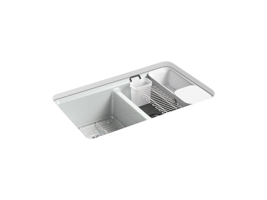 KOHLER K-8679-5UA3 Riverby 33" undermount double-bowl workstation kitchen sink