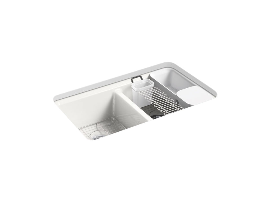 KOHLER K-8679-5UA3 Riverby 33" undermount double-bowl workstation kitchen sink